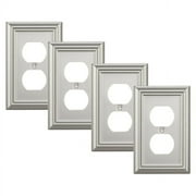 DEWENWILS 4-Pack Duplex Metal Wall Plate, Outlet Cover for home electrical outlets , Light Switch, Satin Nickel