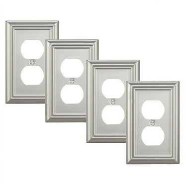 DEWENWILS 4-Pack Duplex Metal Wall Plate, Outlet Cover for home electrical outlets , Light Switch, Satin Nickel