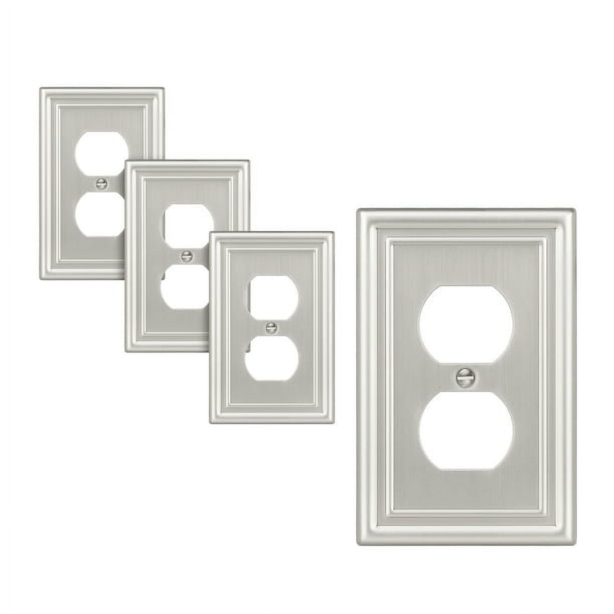 DEWENWILS 4Pack Duplex Metal Wall Plates, Brushed Nickel Outlet Cover