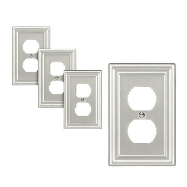 DEWENWILS 4Pack Duplex Metal Wall Plates, Brushed Nickel Outlet Cover