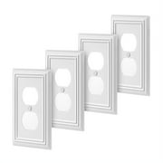 DEWENWILS 4-Pack Duplex Wall plates, Metal Receptacle Gfci white Outlet Cover, for home Electrical Outlets