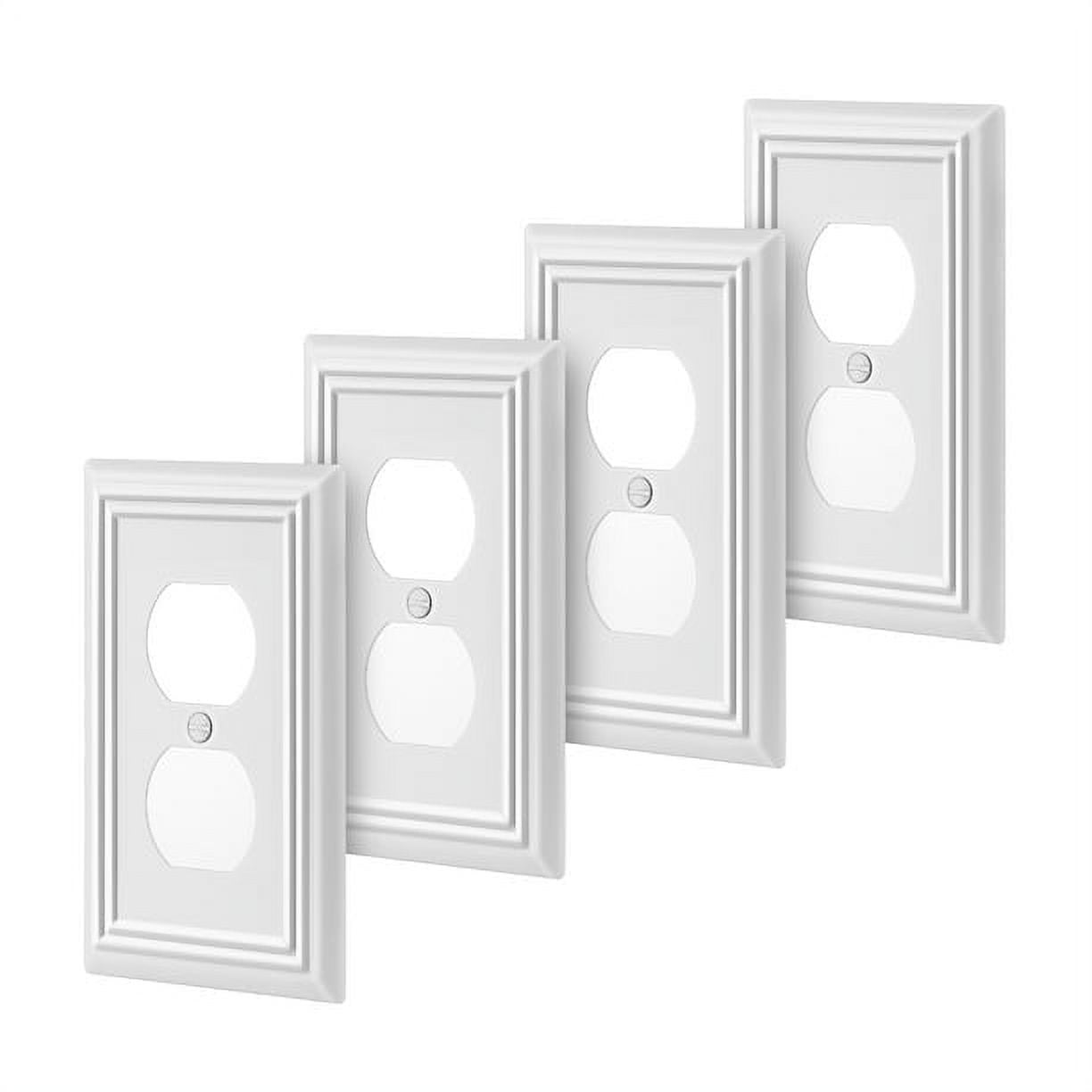 DEWENWILS 4-Pack Duplex Wallplates, Metal Receptacle Gfci Outlet Cover with  White Finish, for home Electrical Outlets