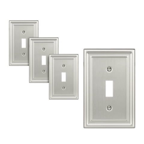 DEWENWILS 4 Pack Toggle Wall Plates, Brushed Nickel Light Switch Cover, Outlet Cover, Metal Face Plates
