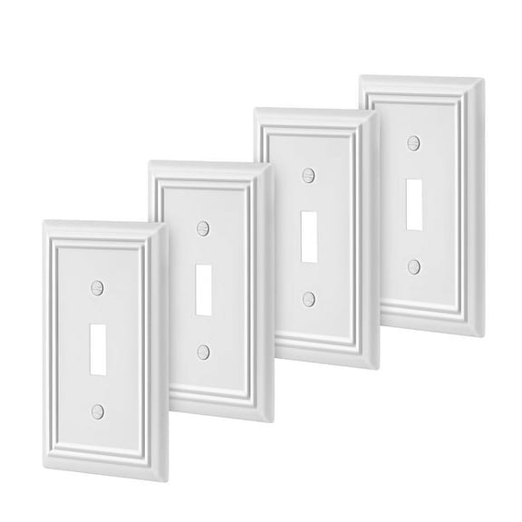 DEWENWILS 4-Pack Toggle Wallplate, Metal Light Switch Covers with White Finish, Heavy Duty Face Plates