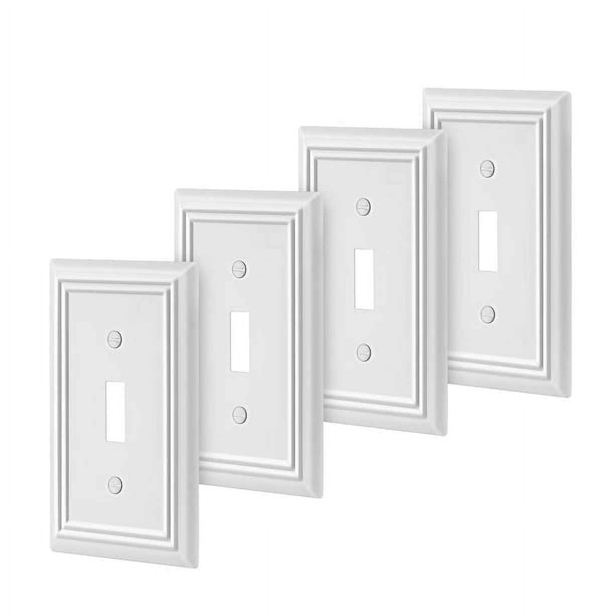 DEWENWILS 4Pack Toggle Wallplate, Metal Light Switch Covers with White