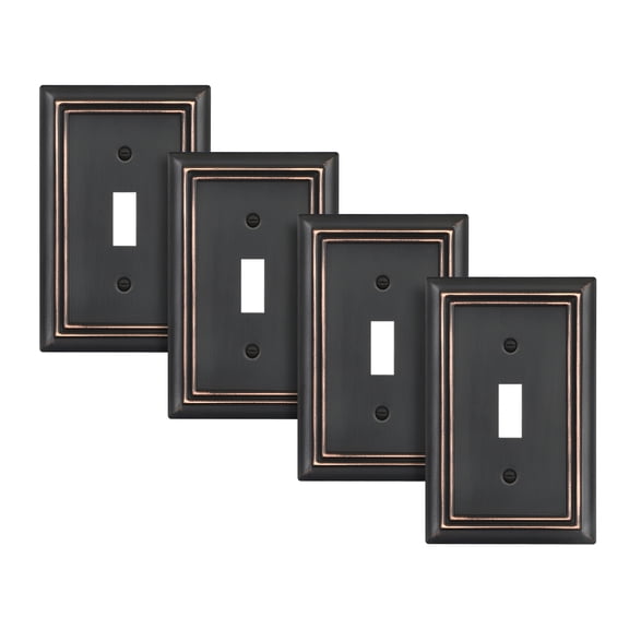 DEWENWILS 4-Pack Toggle Wallplates, Aged Bronze Light Switch Covers, Heavy Duty Metal Material