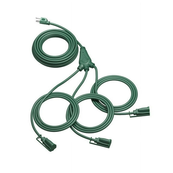 DEWENWILS 40FT (22'+6'+6'+6') Outdoor Extension Cord with 3 Outlets for Outside Christmas Landscape Lighting, 16/3 Gauge Safety Cover Plugs Weatherproof