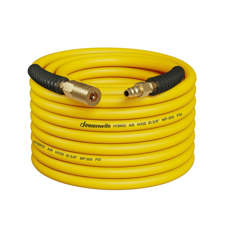 DEWENWILS 50ft Air Hose 300 psi, Pressure Pneumatic Hose 3/8 inch, Heavy Duty New Air Compressor Hose with 1/4 inch Industrial Quick Coupler Fittings