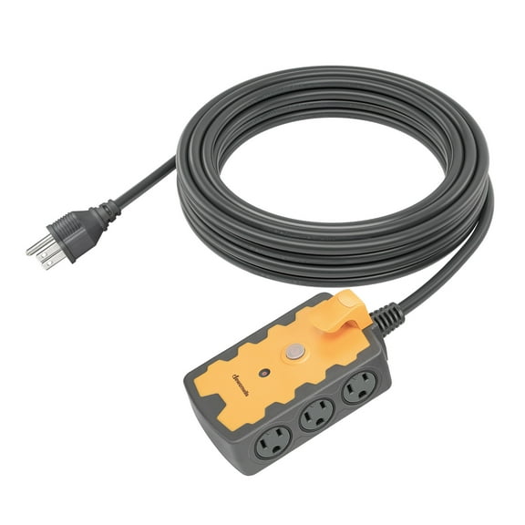 DEWENWILS 6-Outlet Heavy Duty Power Strip, 25FT Long Extension Cord, 14/3C Gauge, SJT W, 15A Circuit Breaker, Industrial Power Strip for Garage, Workshop, Indoor Outdoor Holiday Lights, ETL Listed