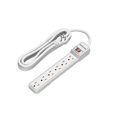 DEWENWILS 6-Outlet Power Strip Surge Protector, 15ft. Extra Long Extension Cord, 500 Joules, Flat Plug, White