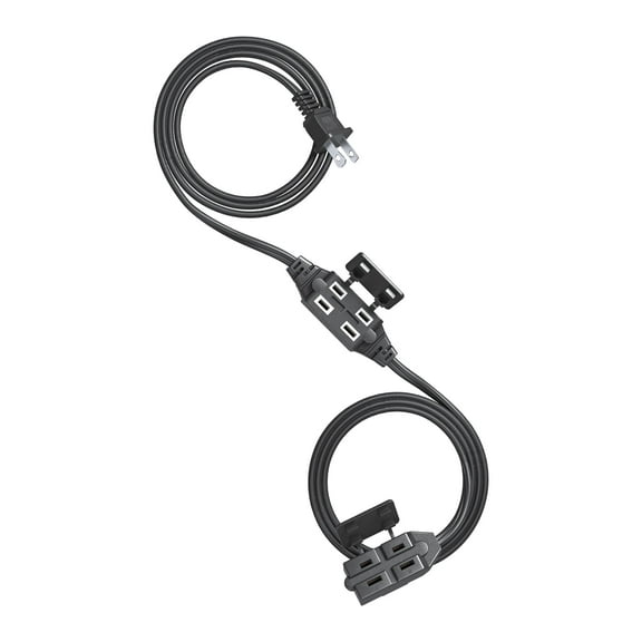 DEWENWILS 6 ft 2 Prong Indoor Extension Cord with 6 Outlets, 16AWG, Black