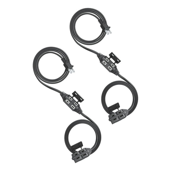 DEWENWILS 6 ft Indoor Extension Cord with 6-Outlets, 2 Prong Designed with Safety Cap,16/2 ,Black