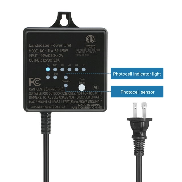 DEWENWILS 60W Outdoor Low Voltage Transformer with Timer and Photocell
