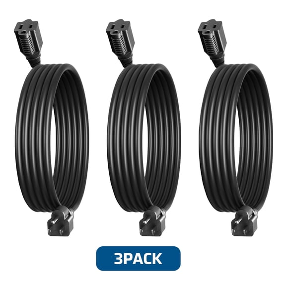 DEWENWILS 6ft Indoor Outdoor Extension Cord 16/3 SJTW, 3 Pack, Black, 3-Prong