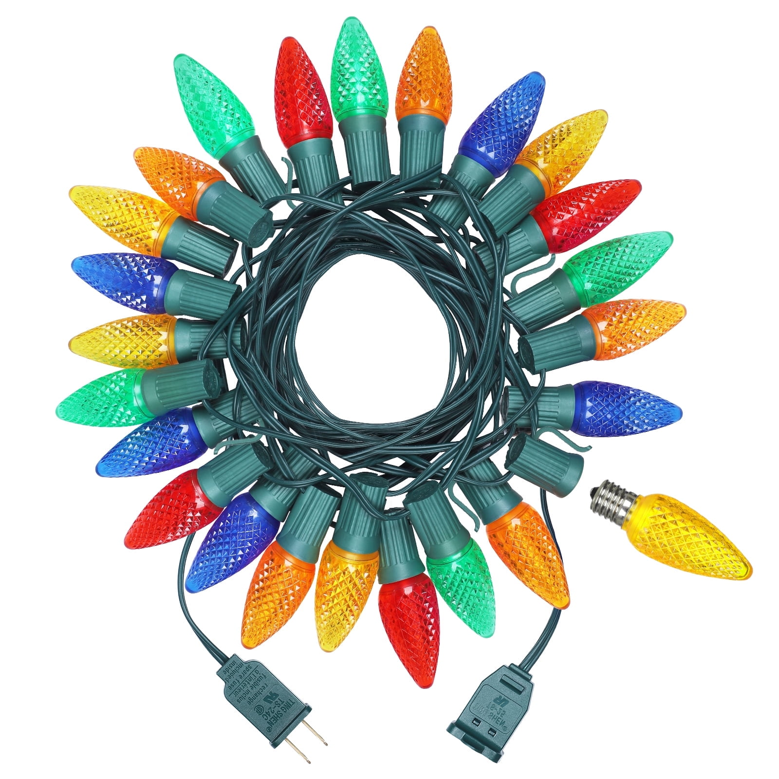 DEWENWILS C9 Christmas Lights Outdoor, 25 LED C9 Replacement Bulbs (E17