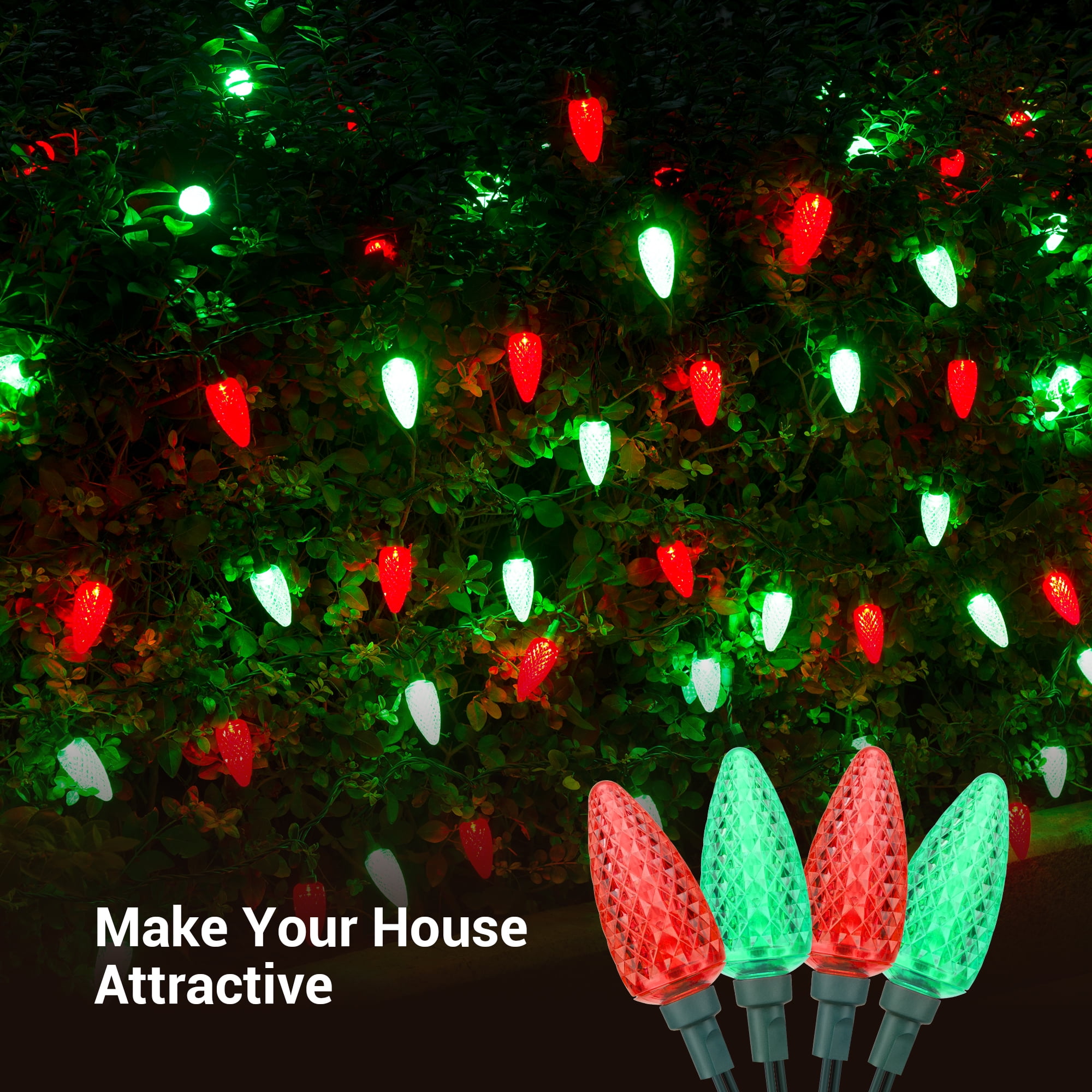 DEWENWILS C9 Christmas Lights Outdoor, 33.3 ft 50 LED Christmas Tree