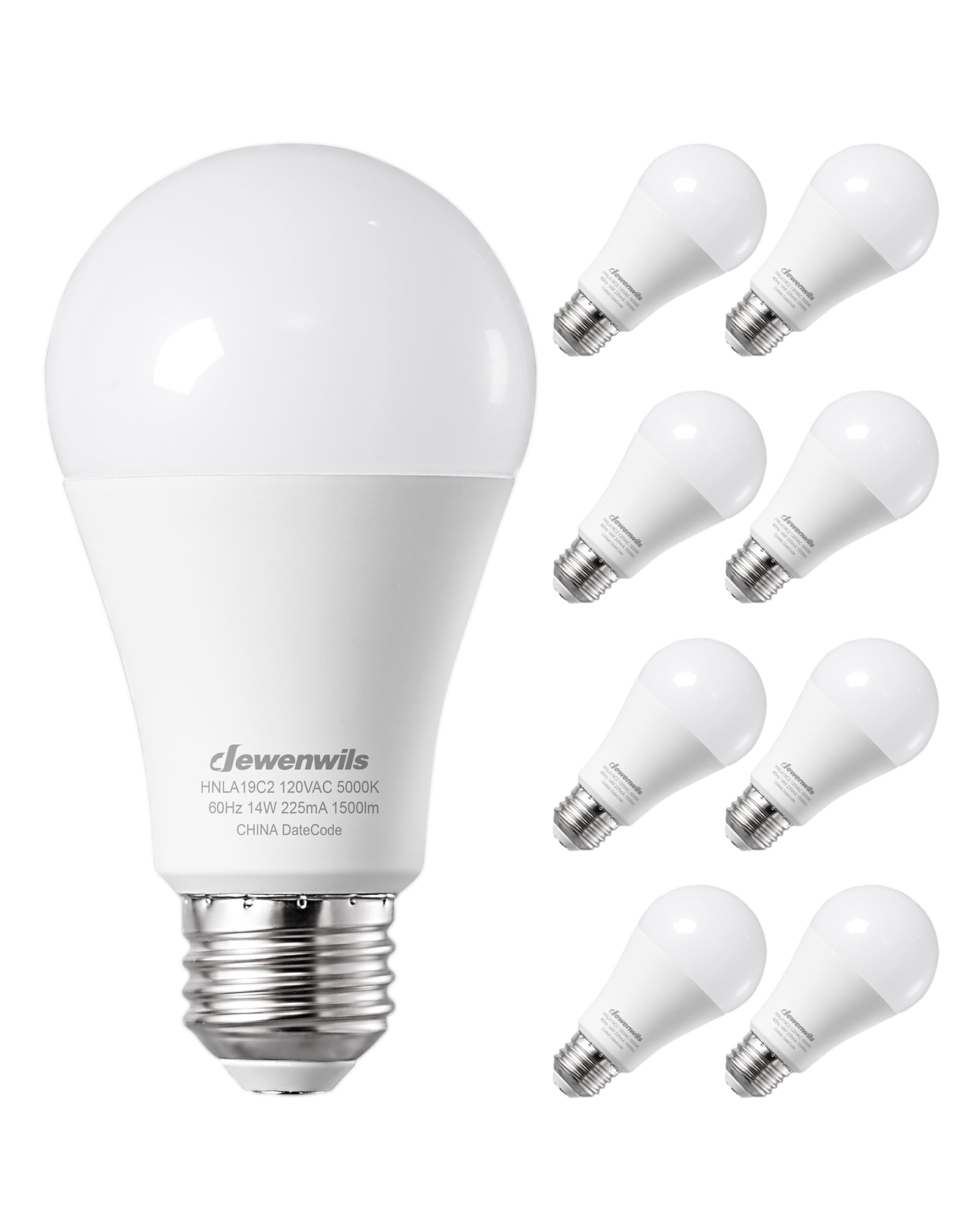 DEWENWILS LED Light Bulbs 8-Pack 1500 Lumens 14W 5000K Daylight