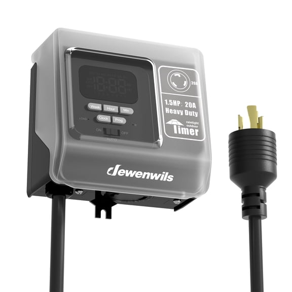 DEWENWILS Digital Pool Timer, L5-20R Twist-Lock Plug-In Outdoor Timer, 7-Day Programmable 16 ON/OFF, 20A 120V 1.5HP Heavy Duty Weatherproof Timer with Battery Backup for Pool Pumps, Heaters & Lights