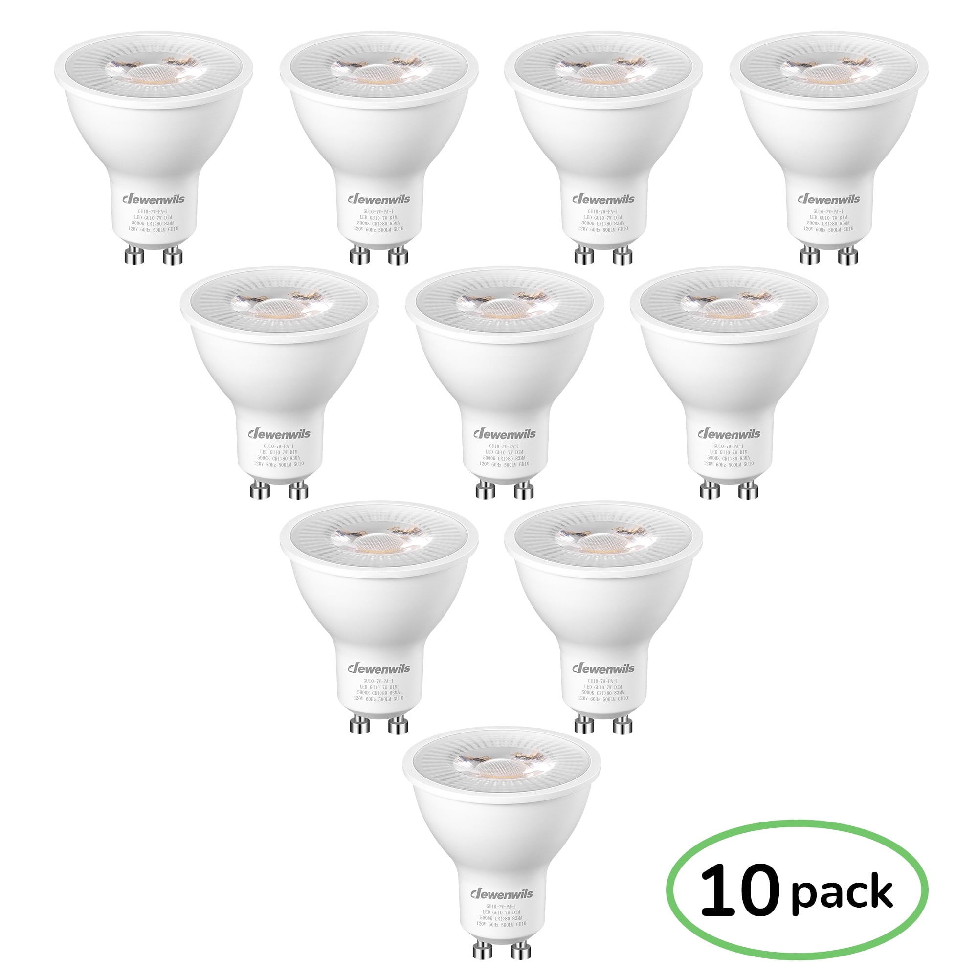 DEWENWILS Dimmable GU10 LED Bulbs 10-Pack, 7W 50W Equivalent, 5000K ...