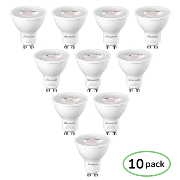 DEWENWILS Dimmable GU10 LED Light Bulb 10-Pack, 7W Equivalent 50W, 5000K Daylight, 500 Lumen, Track Light Bulb
