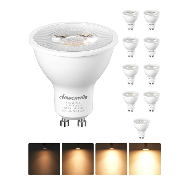 DEWENWILS 7W GU10 LED Dimmable Light Bulb 3000K Warm White 500LM 50W Halogen Equivalent UL Listed 10 Pack Walmart