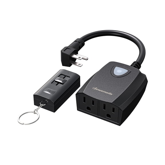 DEWENWILS Outdoor Dimmer Switch for Lights with Slide Remote Control, 2 Outlets Dimmer Plug Stepless Dimming