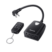 DEWENWILS 2 Outlets Dimmer Switch for Outdoor String Lights 100ft Remote Control, Compatible with Dimmable LED/Tungsten Bulbs