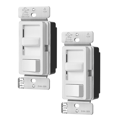 DEWENWILS Dimmer Switch for LED Lights, 600W Incandescent/Halogen and 150W CFL/LED, Single-Pole or 3-Way Dimmer Light Switch, White, 2 Pack