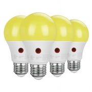 DEWENWILS Dusk to Dawn LED Outdoor Bug Light Bulbs 2000K Amber Glow for Light Fixtures, 9W (60W Equivalent) 600LM, 4-Pack