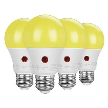 DEWENWILS Dusk to Dawn LED Outdoor Bug Light Bulbs 2000K Amber Glow for Light Fixtures, 9W (60W Equivalent) 600LM, 4-Pack