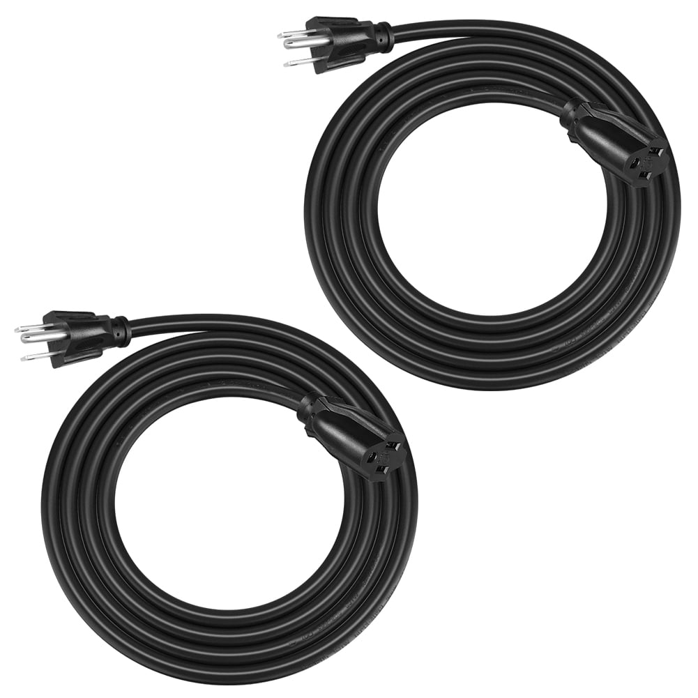 Monoprice Extension Cord - Indoor & Outdoor NEMA 5-15P to NEMA 5-15R 14AWG  15A/1875W 3-Prong Black 25ft