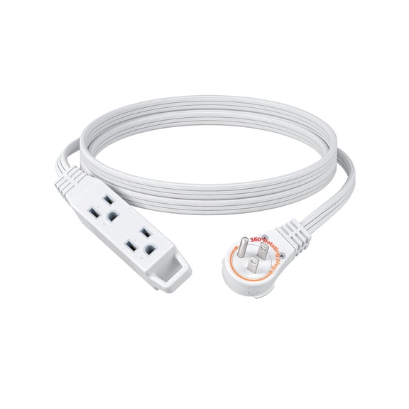 DEWENWILS Extension Cord 6FT Rotatable Flat Plug SPT-3 16 AWG Power Strip with 3 Outlets and Hanging Hole