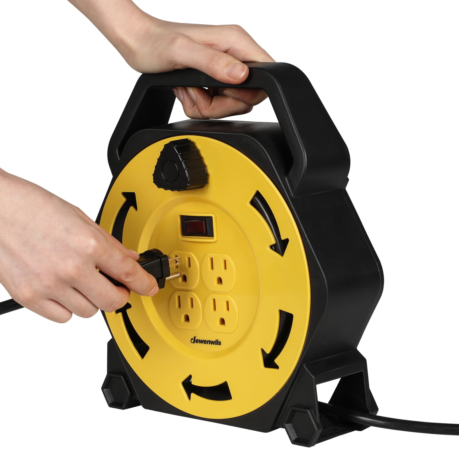 Dynamo 33 ft. Single Outlet Water & Oil Proof Electric Cable Reel with 180  deg Swivel 