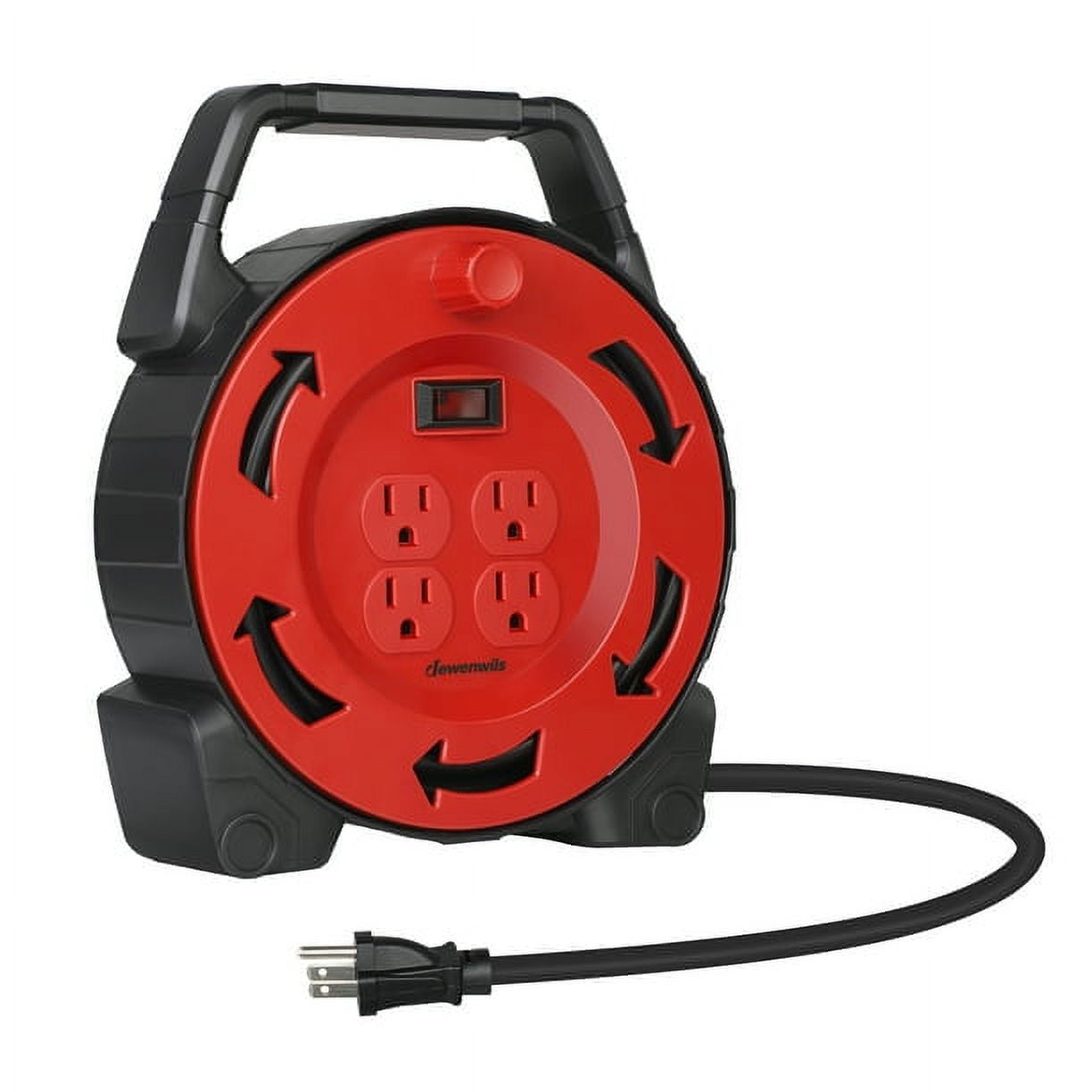 DEWENWILS Extension Cord Reel with 4 Grounded Outlets, 14/3 AWG SJTW 25 FT Retractable  Cord Reel 
