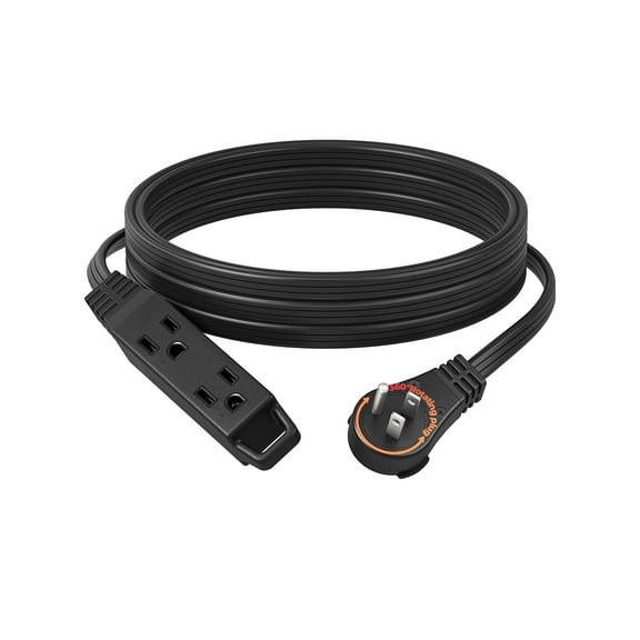 DEWENWILS 15FT 360° Rotating Flat Plug Extension Cord 3 Prong 16 AWG Grounded Power Strip Power Cable
