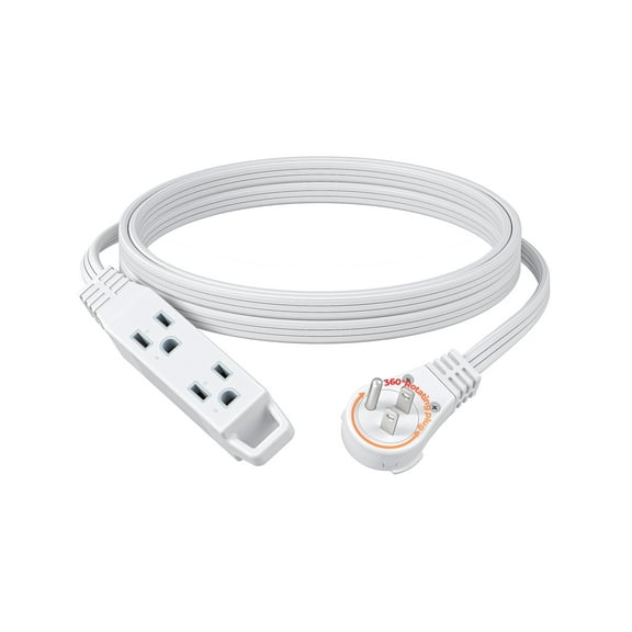 DEWENWILS 10FT 360° Rotating Flat Plug Extension Cord 3 Prong 16 AWG Grounded Power Strip Power Cable