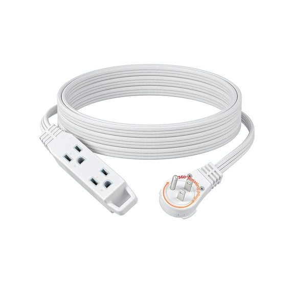 DEWENWILS 15FT 360° Rotating Flat Plug Extension Cord 3 Prong 16 AWG Grounded Power Strip Power Cable