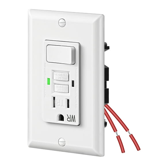 DEWENWILS GFCI Tamper-Resistant Self-Test Duplex Receptacle Outlet, 15A 125V, 5mA Trip, TR+WR, 40s Auto-Monitoring, White (1-Pack)