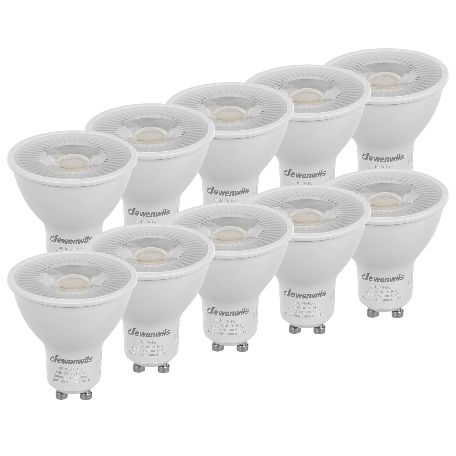 DEWENWILS LED GU10 Track Lighting Bulbs,500LM,3000K Warm White,7W Halogen Equivalent),UL Listed,10-Pack - Walmart.com