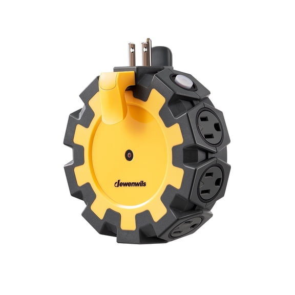 DEWENWILS Heavy Duty 8 Outlet Power Hub with Swivel Safety Covers, Outdoor Extension Cord Adapter, Resettable 15A Circuit Breaker, for Outdoor Lights, Holiday Decorations, Workshop, Jobsite, Garage