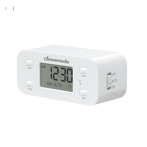 DEWENWILS Indoor Digital Timer Outlet, 3-Set Programmable 24-Hour Daily Repeat, Manual ON/OFF & Timer Selector Switch, 3-Pin Socket, 125V 60Hz 15A Resistive / 8.3A Ballast / 1000W Tungsten, UL Listed
