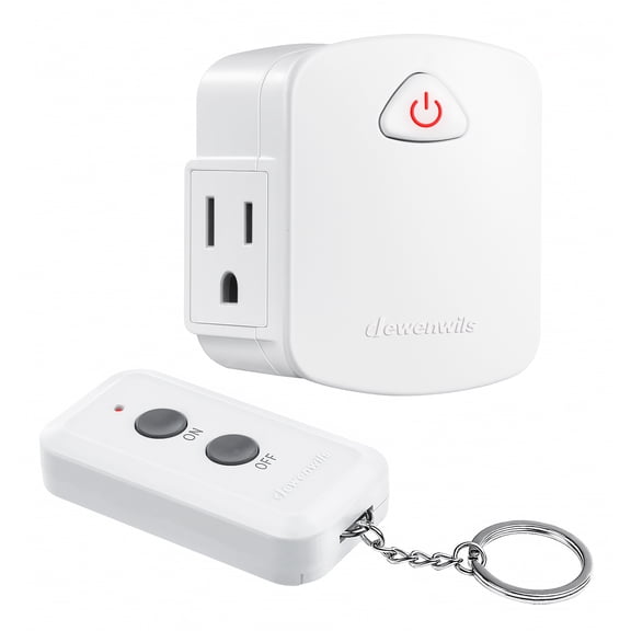 DEWENWILS Indoor Remote Control Outlet, for Halloween and Christmas Wireless Electrical Outlet Switch, 100 FT Range, Compact Side Plug, White