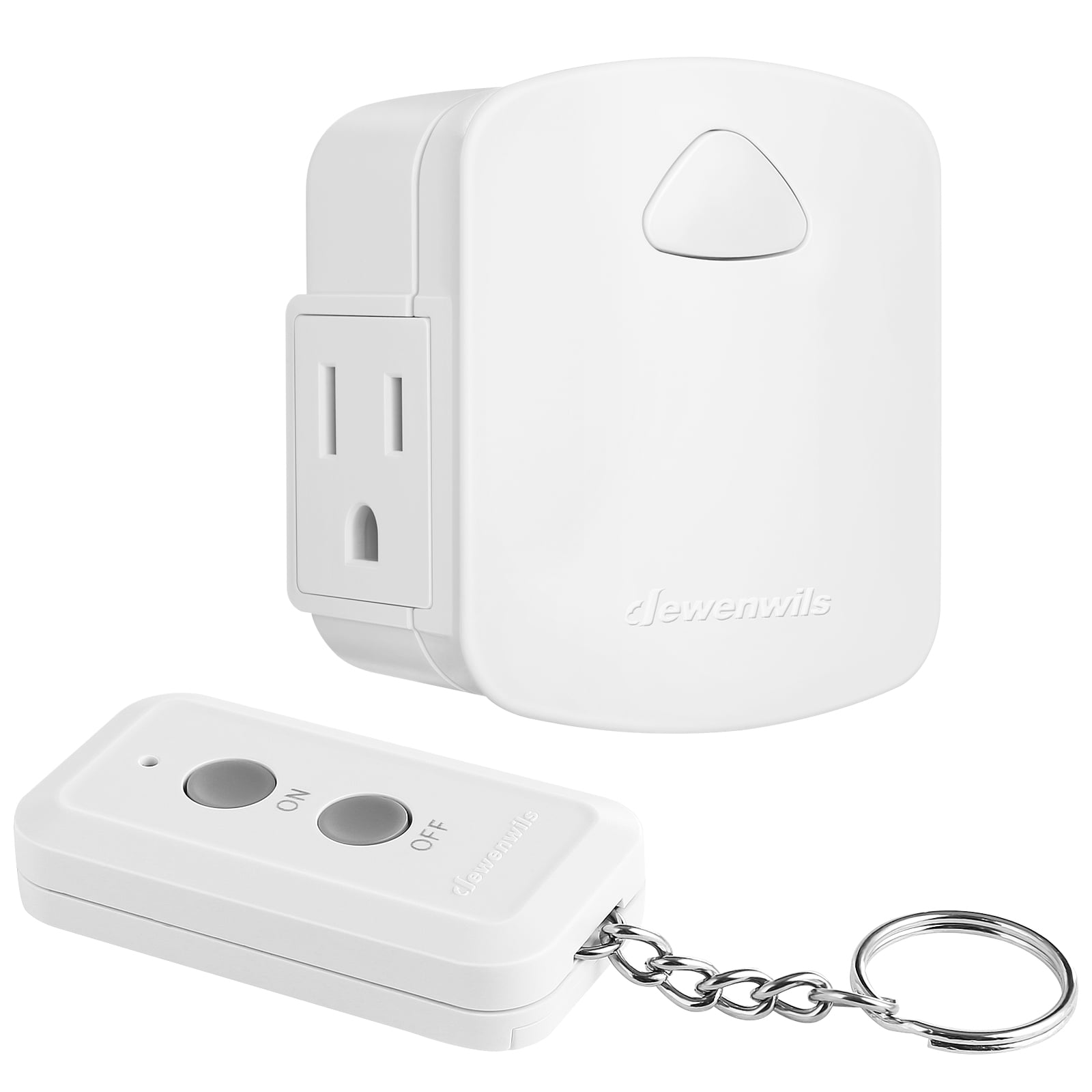 DEWENWILS Indoor Remote Control Outlet, Wireless Remote Electrical Outlet  Switch, 100 FT Range, Compact Side Plug, ETL Listed, White 