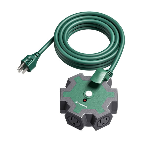 DEWENWILS Industrial Power Strip, Multifaceted Head Heavy Duty Power Strip, ETLus List, 15FT STJW 14/3C Line Length, 5-Outlet Power Hub for for Garage, Workshop