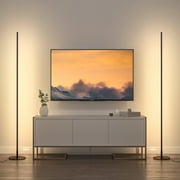 DEWENWILS LED Corner Floor Lamp Set of 2, Minimalist Dimmable Mood Lighting, 57.5 inch Standing Clearance Floor Lamps for Living Room, Bedroom, Office, 3000K, Black