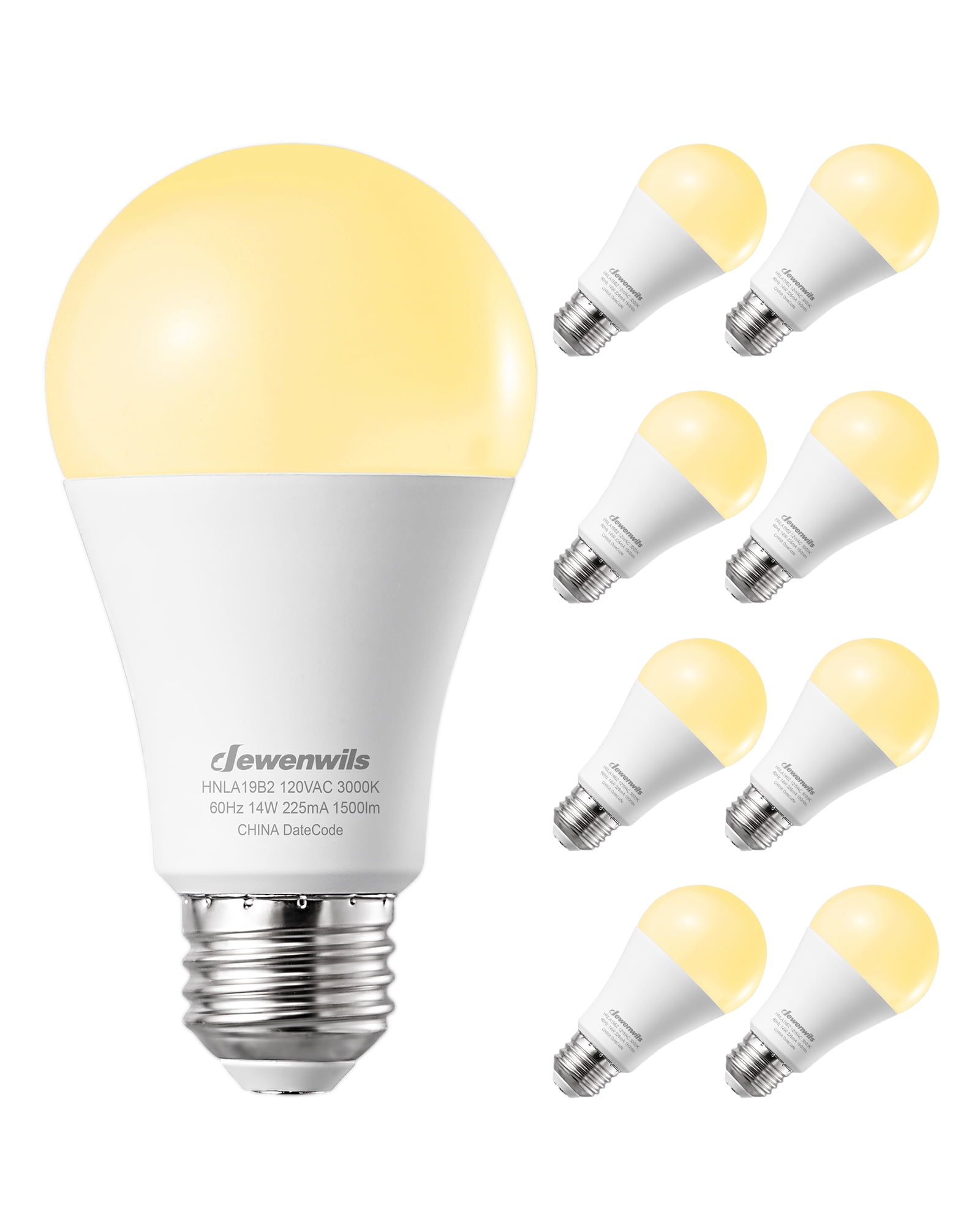 Led Buib DEWENWILS LED Light Bulbs 8-Pack 1500 Lumens 14W 2700K E26 Base Warm ...