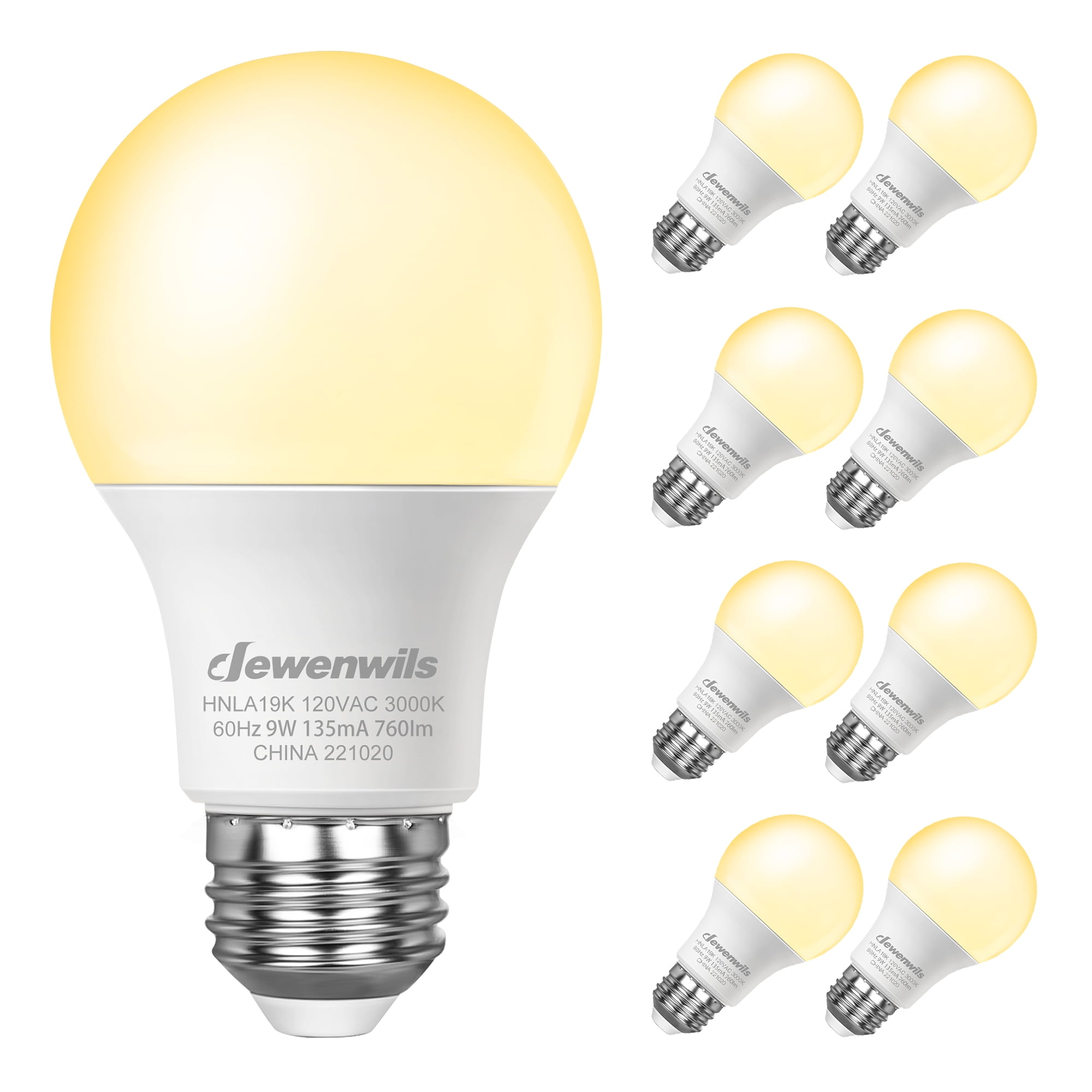 DEWENWILS 8-Pack 3000K Soft White LED Light Bulbs