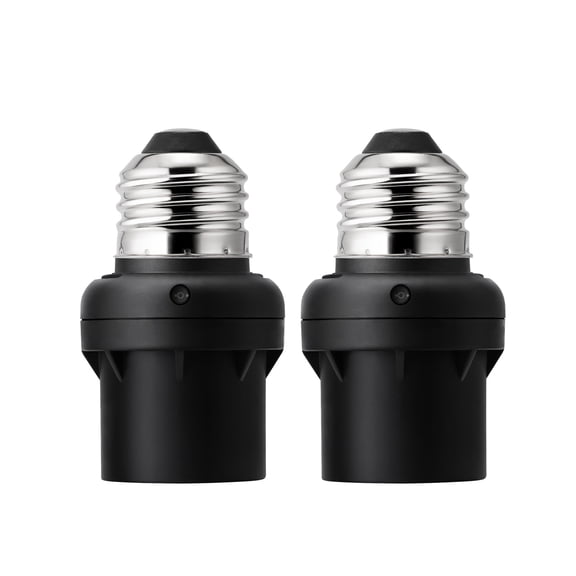 DEWENWILS Light Sensor Socket, Dusk to Dawn E26 E27 Light Bulb Sockets, 2 Pack, Black