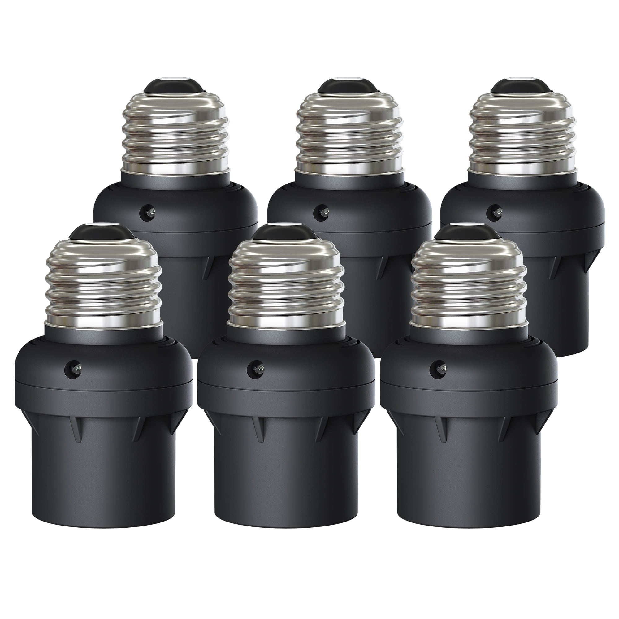 DEWENWILS Light Sensor Socket, for Christmas Dusk to Dawn E26 E27 Light Bulb Sockets, 6 Pack, Black
