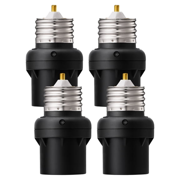 DEWENWILS Light Sensor Socket, E26/E27 Light Socket Adapter, 360 Sensor Rotation, Dusk to Dawn Light Bulb Sockets for Porch Light, Wall Light, Compatible with LED/INC/CFL/Halogen Bulbs, 4 Pack